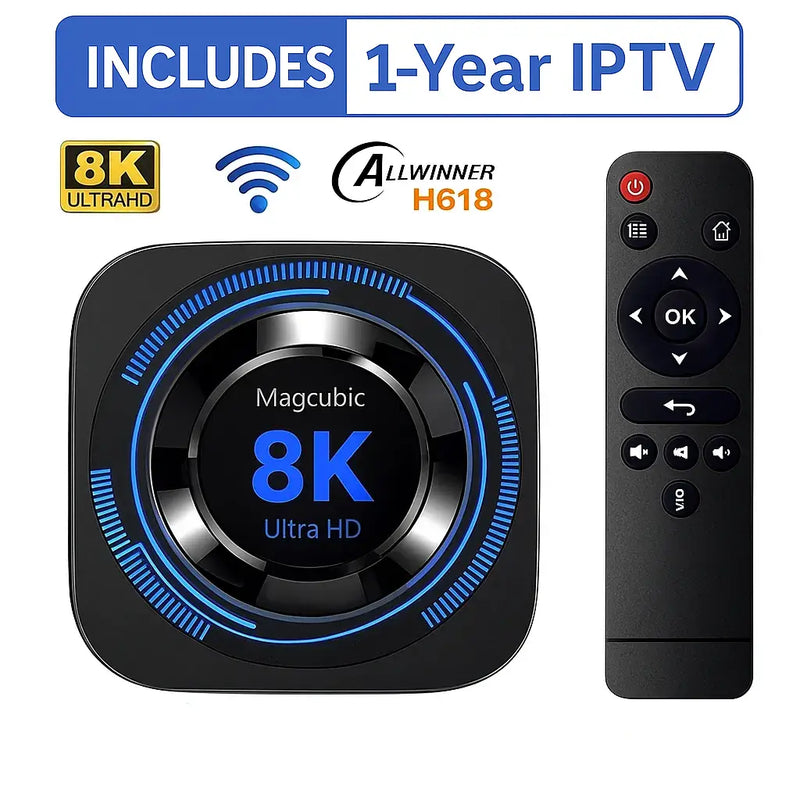 MagCubic Android 12 TV Box, 8K Ultra HD Streaming, 32 GB Storage, Dual band WiFi
