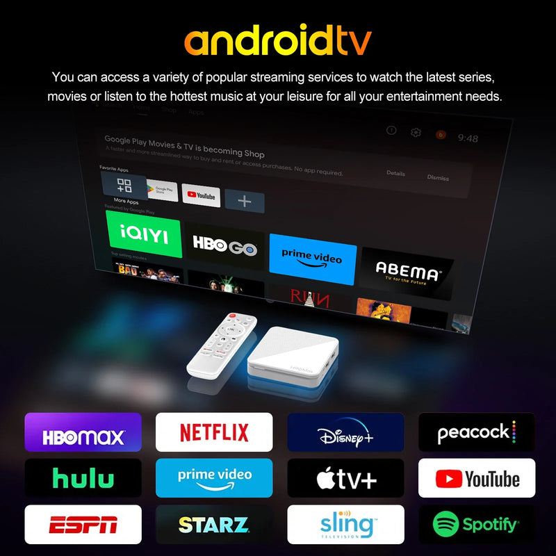 H96 MAX  Android 14 TV Box, 4K Ultra HD Streaming, 16 GB Storage, Google Voice