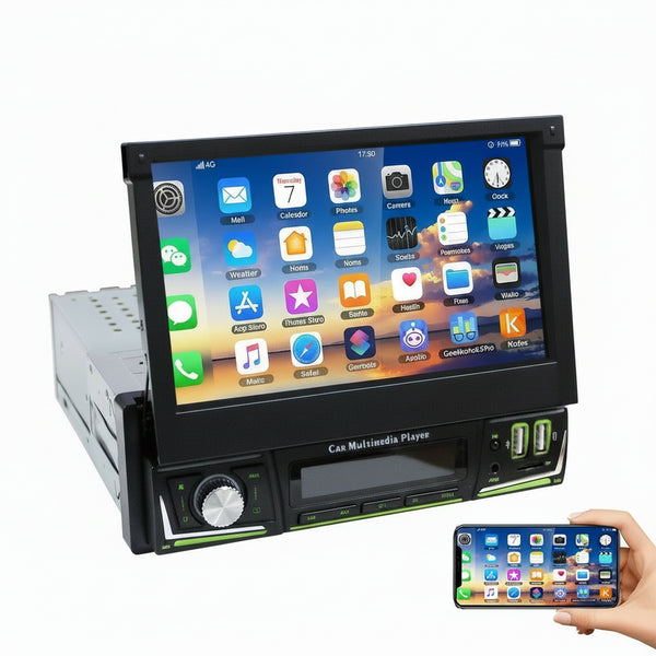 ESSGOO 1 DIN 7 Inch Flip Out Touchscreen 4+64G Android 14 Car Stereo Radio